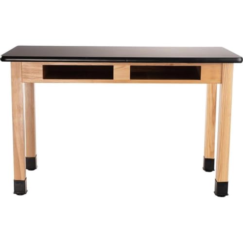 NPS 24x60 Modern Solid Ash Wood Science Lab Table with HPL Top in Black
