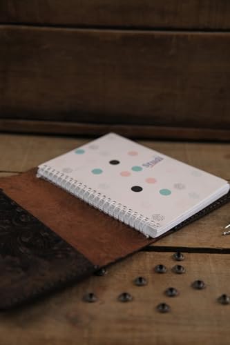 A6 Notebook Cover Genuine Leather Handmade for Journal and Planner | Brown Patterned | One Size - Brown Patterned