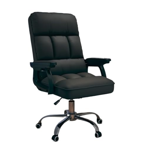 Ergonomic Office Chair PU Leather Soft Desk Chair with Armrests Swivel Adjustable Office Chair ﻿(Black)