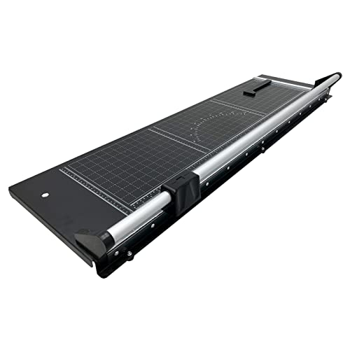 BREVELTION 36" Manual Rotary Paper Cutter, All Steel Precision Paper Trimmer with Grid Lines, Self Sharpen Blade Design, Black