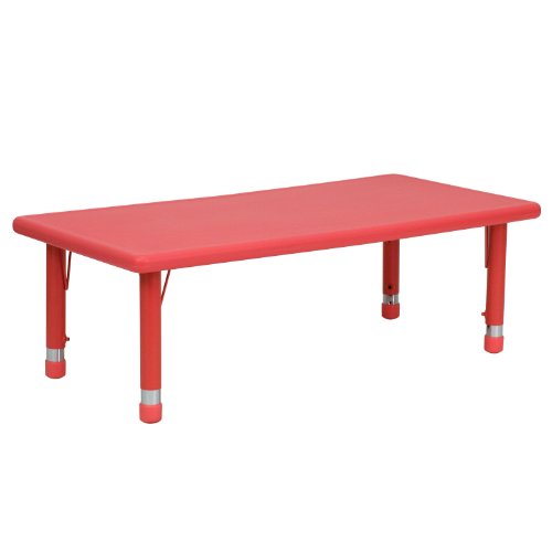 BizChair 24x48 Red Plastic Height Adjustable Activity Table