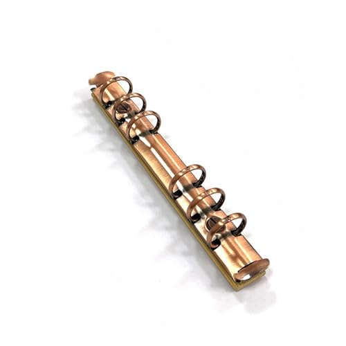 Ring Clips 6pcs A6 Detachable Buckle Loose-Leaf Binder Strip with Bamboo Back Panel 6 Holes Metal Ring Clips for Data Book Album Notebook(Red Bronze)