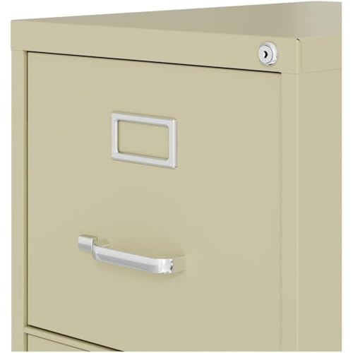Scranton & Co 22" 4-Drawer Metal Letter Width Vertical Filing Cabinet in Beige, Lockable, Sturdy Steel Construction, Office or Home Use, Durable Letter Size File Storage