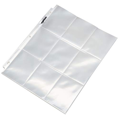 Amazon Basics 9-Sleeve Trading Card Protectors for 3 Ring Binder, Clear, 500-Pack