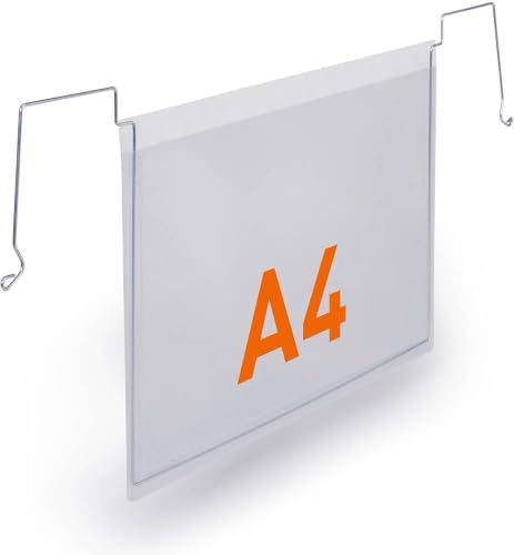 Durable Wire Hanger Bag A4 Landscape Polypropylene Label Holder Transparent Pack of 50 118519