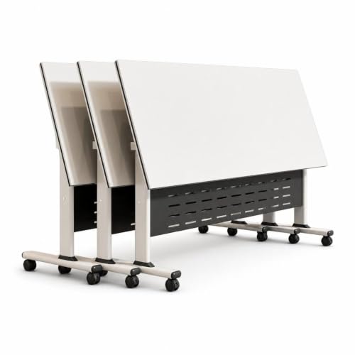 RIXNOMA Folding Conference Table with Wheels, Modular Joinable Meeting Table for Office, Training, Classroom and Seminar Use
