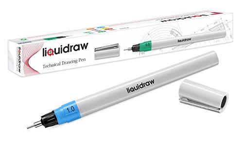 Liquidraw Technical Drawing Pen - 1.0mm, Refillable Black Ink Drafting Pen