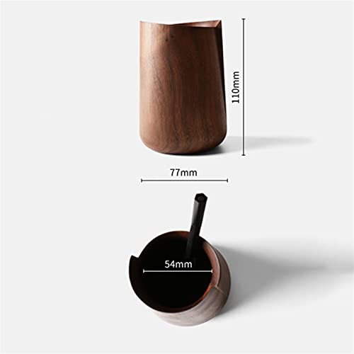 RAN Rustic Pen Holder, Black Walnut Pencil Holder for Desk, Desk Top Round Pen Cup Holder Organizer, Farmhouse Office Supplies