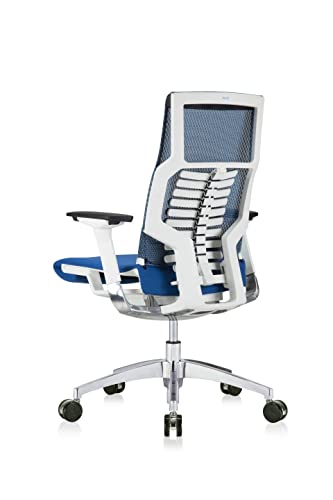 POwerFIT Exec Chair Blue Fabric SEAT/MESH Back-White Frame