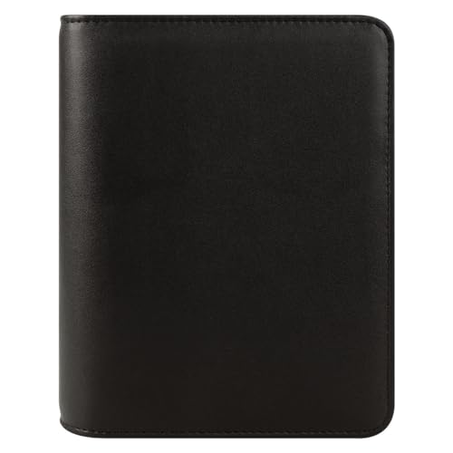 FranklinCovey - FC Basics Ring-Bound Binder for FranklinCovey Planners | Distressed Simulated Leather - Open Binder (Compact, Black)