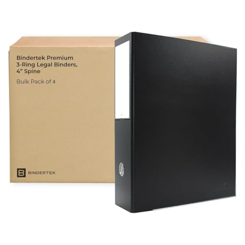 3-Ring Premium Legal Binder for 8.5" x 14" Paper, 4pk - Black, by Bindertek