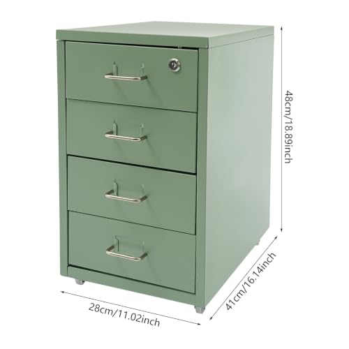4 Drawer File Cabinets with Lock, Metal Lateral File Cabinet(Cream Green)