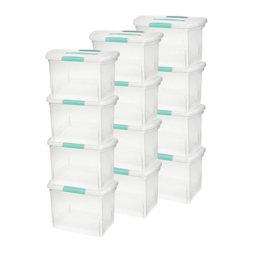 FIXED UP FINDS for Sterilite Large Nesting ShowOffs Clear File Box w/Handle and Latches, (12 Pack)