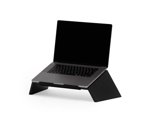 Oakywood Wooden Slanted Laptop Stand for Desk – Convenient Laptop Riser & Holder for Desk – Ergonomic Laptop Desk Stand Wood – 50x25x15cm – for 15-16" Laptops Black