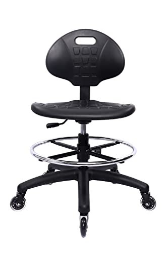 Chair Master - ESD Anti Static Ergonomic Polyurethane Chair Adjustable Height Heavy Duty Easy to Clean for Research, Laboratory and Cleanroom (Rollerblade Style Rubber Casters, Medium Stool)