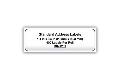 DK-1201 Die-Cut Standard Address Labels – Long Lasting Reliability, Die-Cut Standard Address Paper Labels, 1.14” x 3.5” Individual Label Size, 4800 Labels / 12 Rolls