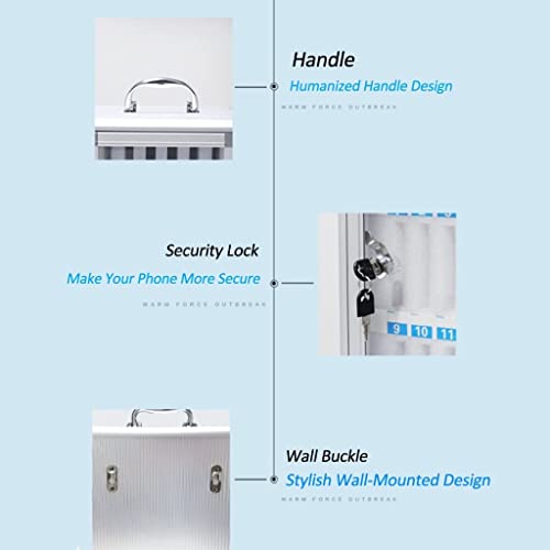 Aluminum Alloy Pocket Chart Cell Phones Storage Cabinet for Cell Phones,Wall-Mounted with A Locked,Can Be Carried by Hand for Office Classroom Factory (Color : Silver, Size : 36)