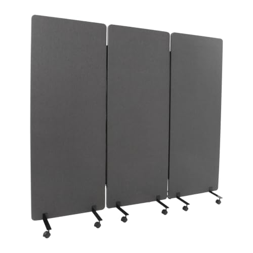 72" X 66" 3-Panel Soundproof Room Divider w/Wheels for Office(Dark Gray)