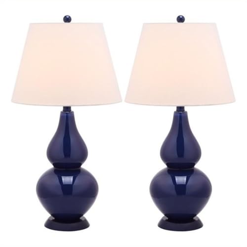 SAFAVIEH Cybil Table Lamp Set of 2, 26" Modern Navy LIT4088B