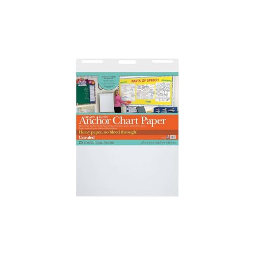 Pacon Heavy-Duty Easel Pads, 27-inch x 34-inch, White, 25 Sheets/Pad, 4 Pads/Carton (3370)