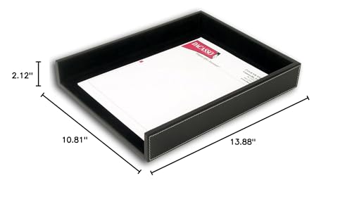 Dacasso Rustic Black Leather Letter Tray
