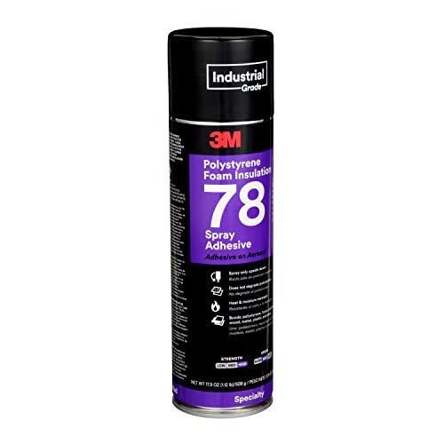 3M Insulation & Polystyrene 78 Spray Adhesive, INVERTED, Clear, Net Wt 17.9 oz