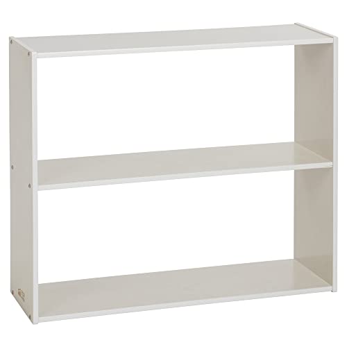 ECR4Kids Streamline 2-Shelf Double-Sided Storage Cabinet, 30in, Double-Sided Display, White Wash