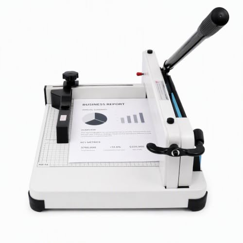 Heavy Duty Paper Cutter, 12 Inch Manual Guillotine Paper Cutter, 400 Sheets Capacity Cards Trimmer, Countertop Paper Cutting Equipment for Office, Home, Library, Reference Room
