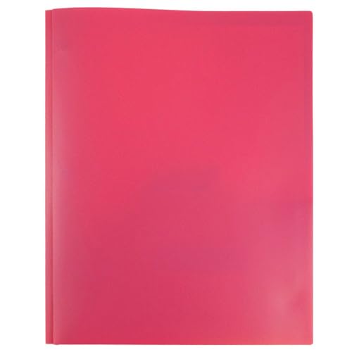 JAM PAPER Plastic 2 Pocket POP Folders - Durable School Folders with Metal Prongs Fastener Clasps - Fuchsia Hot Pink - Bulk 96/Box