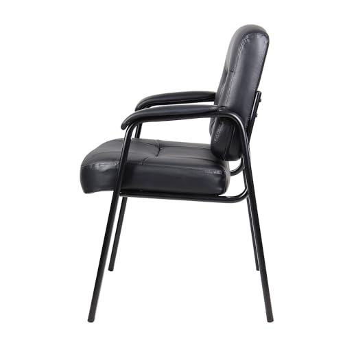 Boss Office Products Executive Mid Back LeatherPlus Guest Chair in Black (B7509)