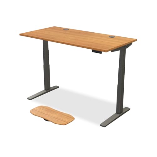 UPLIFT DESK Bamboo (60 x 30 inch) Standing Desk 2-Leg V3 Adjustable Stand Up C-Frame (Indus.), Advanced Keypad, Wire Grommets, Wire Tray, Rocker Board