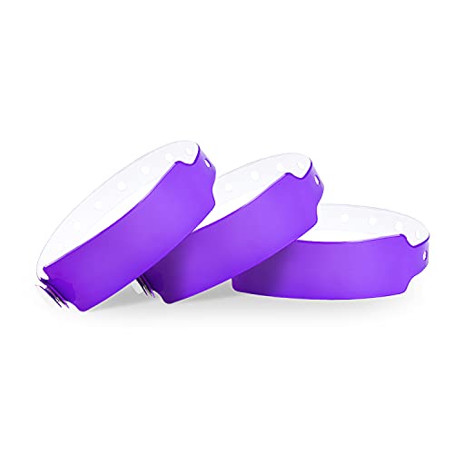 Wristall Neon Purple Plastic Wristbands 500 Pack Waterproof for Events