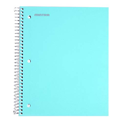 Mintra Office Durable Spiral Notebooks, 3 Subject (aTeal, Purple, White, College Ruled 3pk)