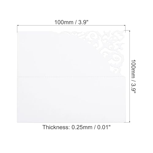 White Blank Tent Place Cards 200pcs Table Name Place Cards 3.9 x 3.9" Favor Decor Hollow Design Seat Blank Card for Wedding Party Seating Place Cards(Color09)