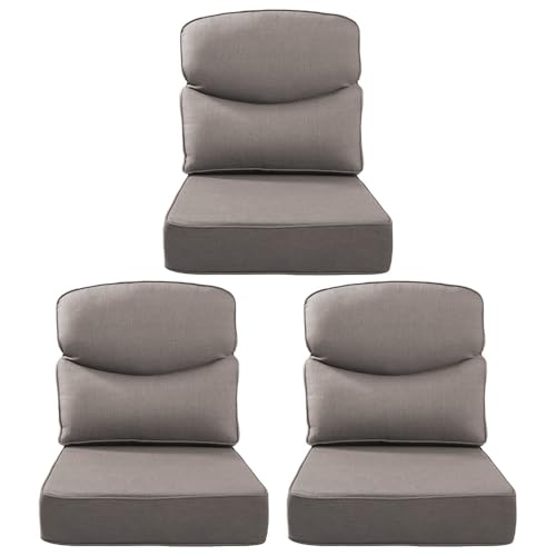 6 in Extra Thick Indoor Outdoor Patio Seat Cushions & Back Pillow Set of 3
