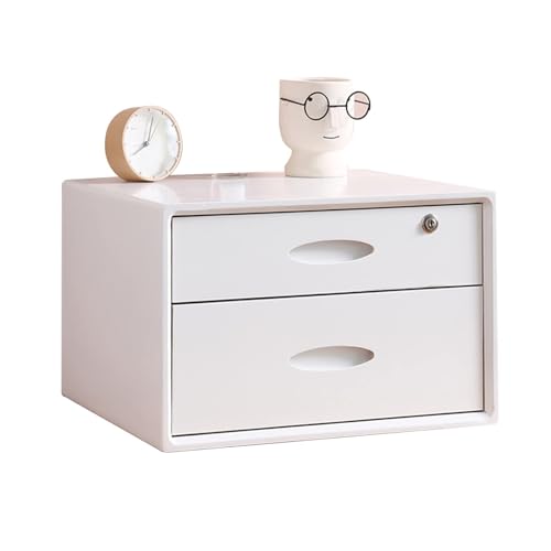 EliteBloom Solid Wood Storage Box - Desktop File Cabinet - with Lock Flat File Cabinet Storage, Desktop Drawer Cabinet, Wooden File Cabinet/Desktop Storage Cabinet/Data Cabinet (A 2 Drawer)