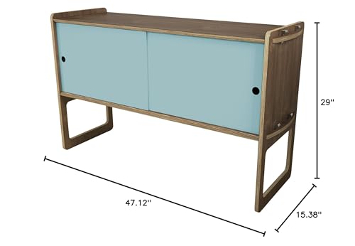 Housefish Key Modular Storage with Door, Tall, Walnut and Light Blue