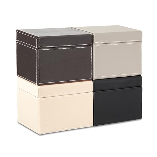 Osco Medium Brown Hi-Gloss Faux Leather Index Box, A to Z Divider Tabs, 100 Lined Revision Cards, Ruled Flash, Recipe Notes, Office Contacts Filing, Holds 6" × 4" card (148 × 105 mm)