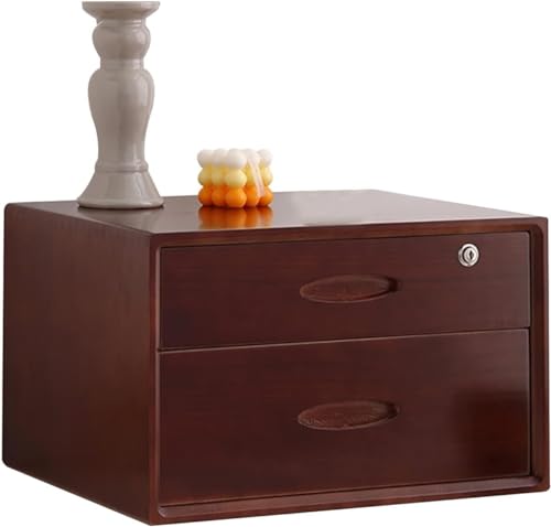 noxozoqm Multi-Layer Drawer Storage Box, Flat File Cabinet With Lockable, 1/2/3 Drawer Solid Wood A4 Treatment Storage Cabinet For Home Desktop Office(A,2 drawer)