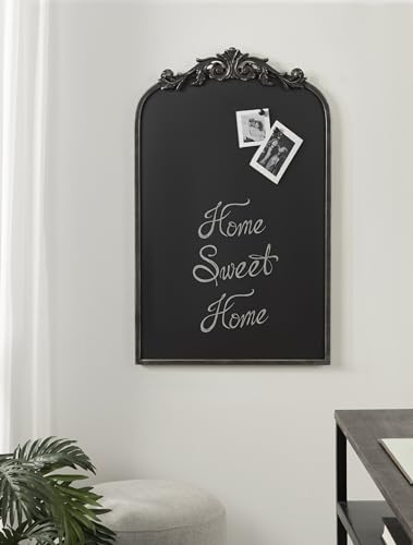 Kate and Laurel Arendahl Decorative Vintage Arch Chalkboard; 19 x 31; Black; Framed Arched Ornate Magnetic Chalkboard for Unique Display; Decoration; and Organization