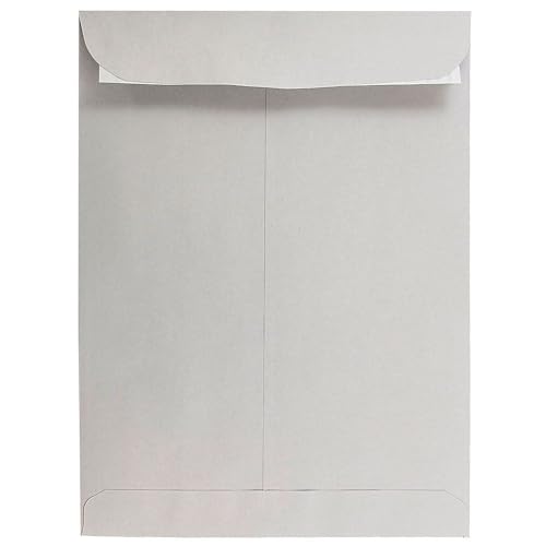 JAM PAPER 9 x 12 Open End Catalog Premium Envelopes with Peel and Seal Closure - Grey Kraft - 100/Pack