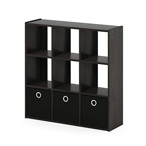 Furinno Simplistic 9 Cube Storage Organizer, Bookcase Shelf, Espresso