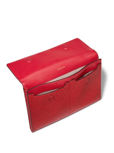 Michael Kors Jet Set Laptop Sleeve, Gold-Tone Hardware/Tonal MK Signature Coated Twill/Crimson Multi