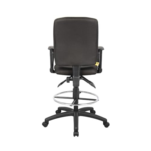 Benzara Jea Swivel Drafting Stool, Seat Tilt Lock, Loop Arms, Black Crepe