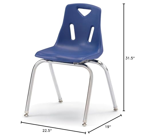 Jonti-Craft Berries 8148JC1112 Stacking Chair with Chrome-Plated Legs, 18" Height, Navy
