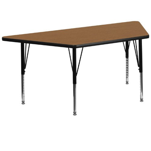 EMMA + OLIVER Oak 57x29 Trapezoid Adjustable Height Activity Table