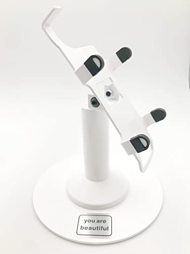 Discount Credit Card Supply DCCStands Freestanding Swivel and Tilt Pax A920 / A920 Pro Terminal Stand, Round Plate and You are Beautiful Sticker, Screw-in and Adhesive (White)