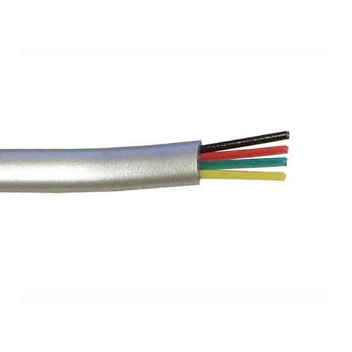 250' FT 4 Conductor Wire Bulk Flat Modular Cable 26 AWG Copper Silver Satin PVC Jacket Stranded Telephone Line Audio Data Signal Jack RJ-11 Hook-Up Extension Cord, Bulk Roll with No Connectors