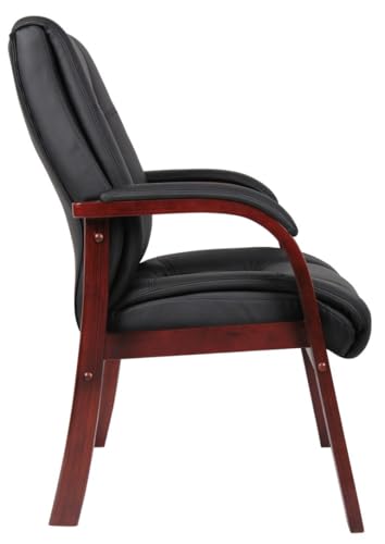 Boss Boss Office Products Mid Back Wood Finished Guest Chairs, Black/Cherry (B8999-C)