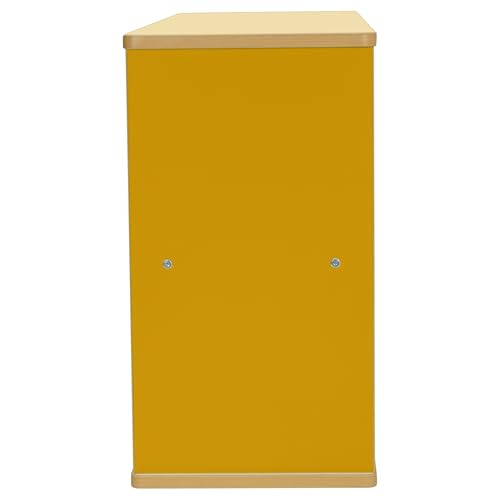 FDP Laminate 5-Compartment Storage Cabinet 24 inch Height Organize Books, Toys, Games, Art Supplies, Durable, Sturdy Furniture for Home, Daycare, Preschool, Classroom - Almond/Yellow, 13886-ALYE